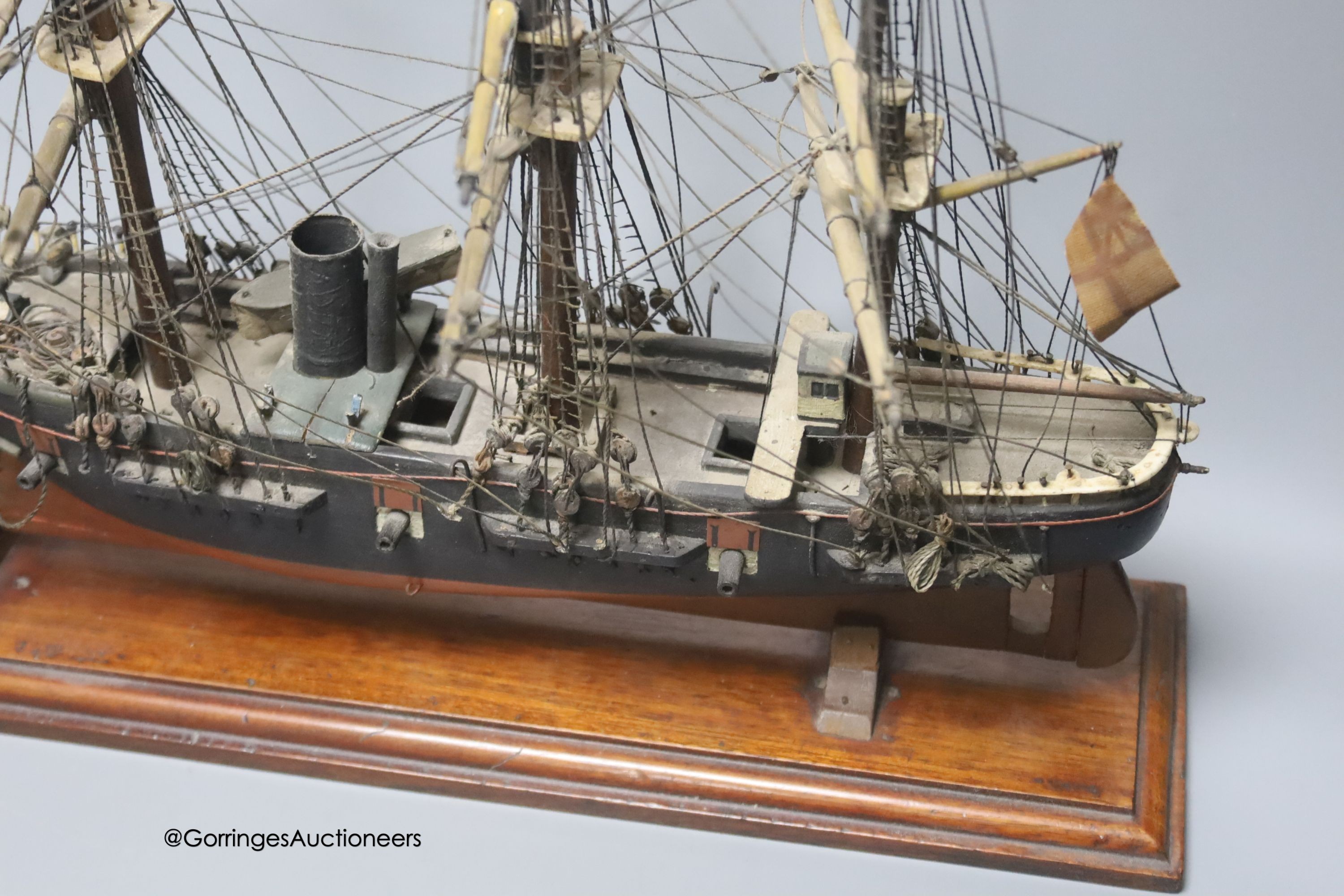 A late 19th century scratch built model of an ice breaker ship, length 48cm